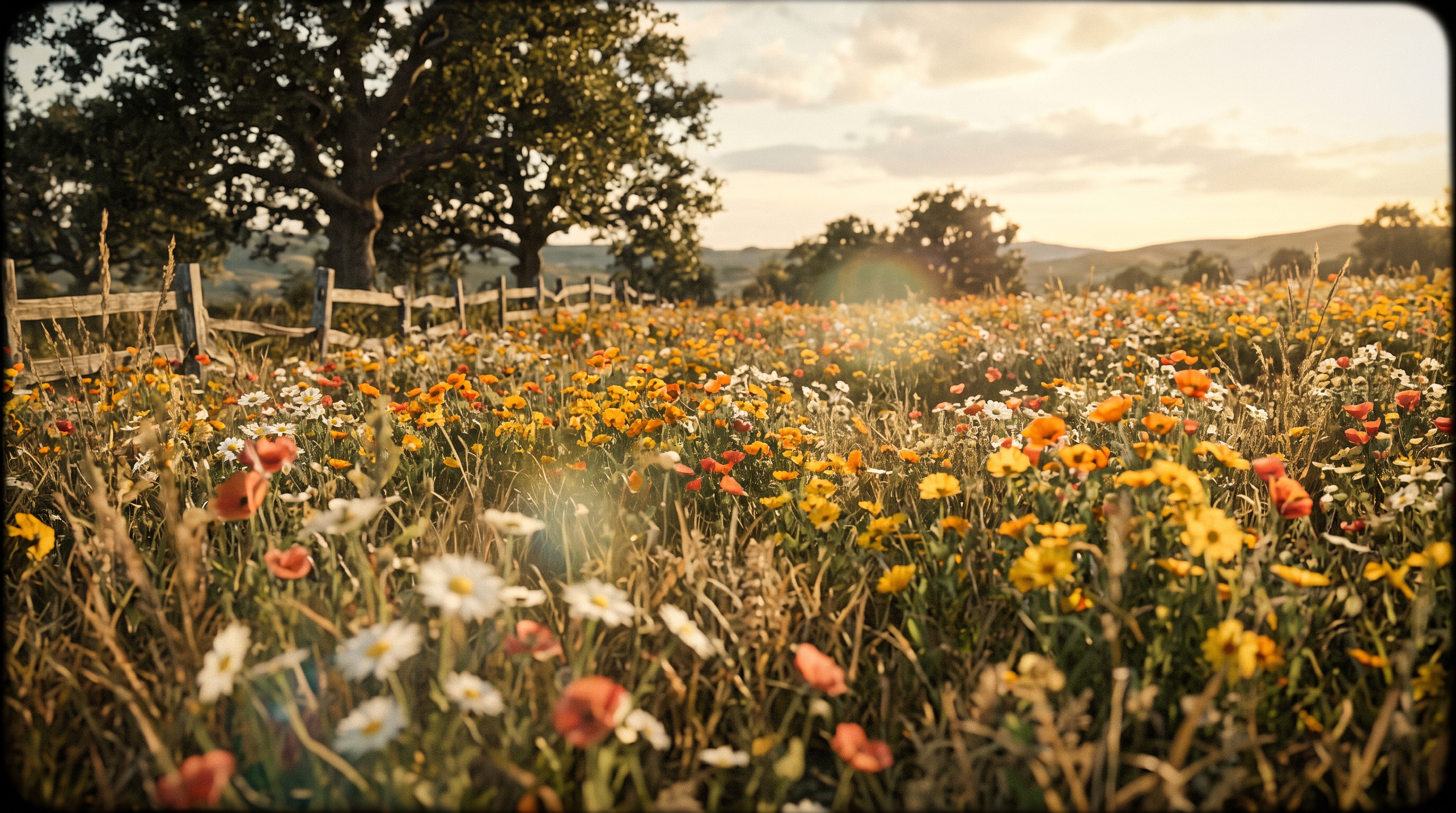 A sunlit meadow filled with wildflowers